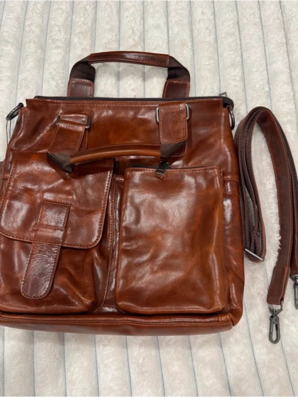 Brown Leather Messenger Bag for Men